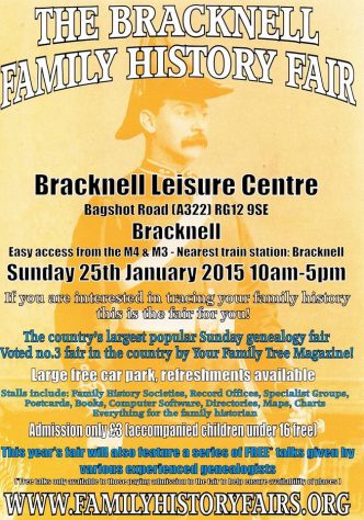 Bracknell Family History Fair - 25 January 2015, at Bracknell Leisure Centre
