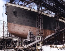 Colourised picture of the Titanic ready for launching | Andrew Lound